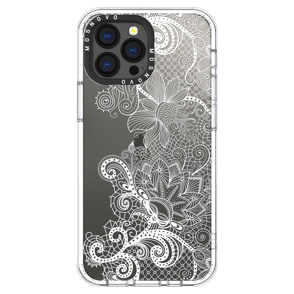 Lacy White Flower Phone Case - iPhone 13 Pro Max Case - MOSNOVO