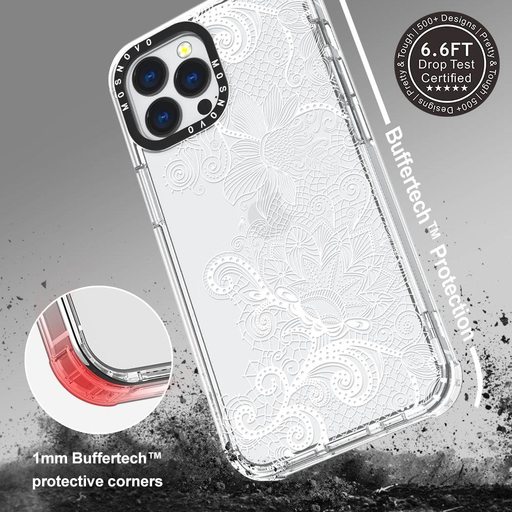 Lacy White Flower Phone Case - iPhone 13 Pro Max Case - MOSNOVO