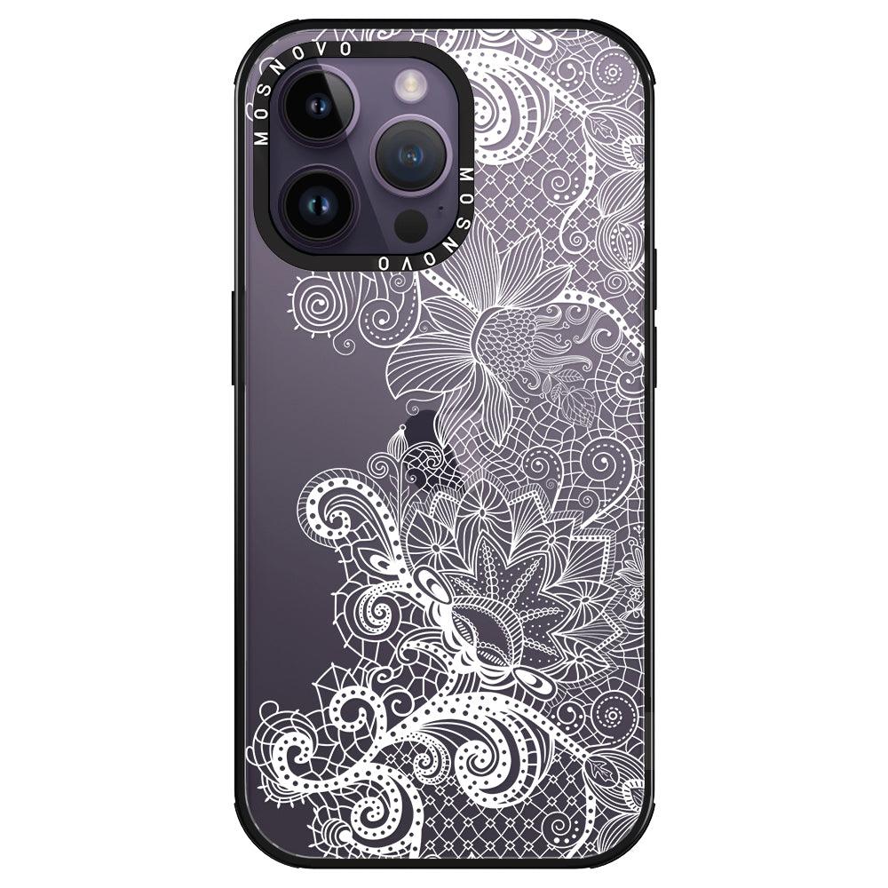 Lacy White Flower Phone Case - iPhone 14 Pro Max Case - MOSNOVO