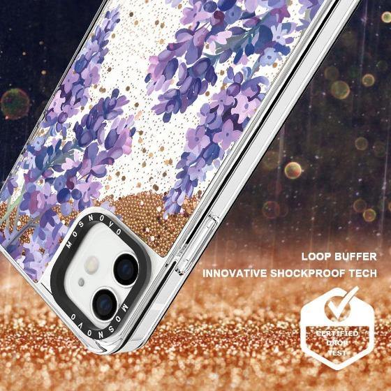 Lavender Floral flower Glitter Phone Case - iPhone 12 Case - MOSNOVO
