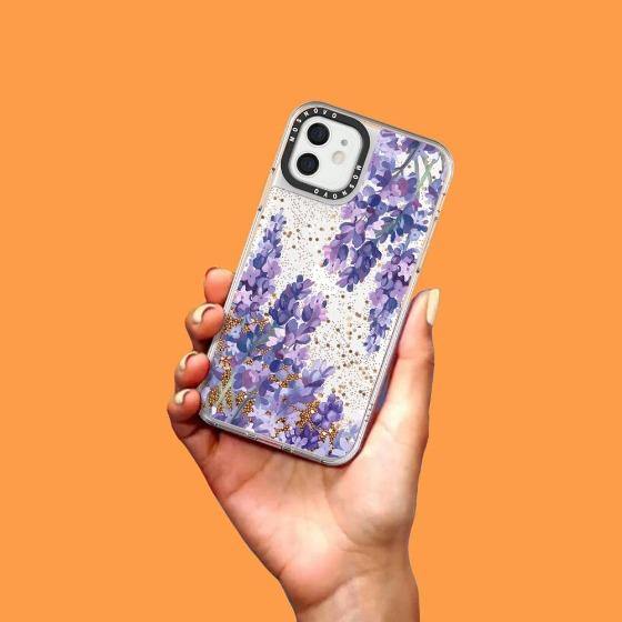 Lavender Floral flower Glitter Phone Case - iPhone 12 Case - MOSNOVO