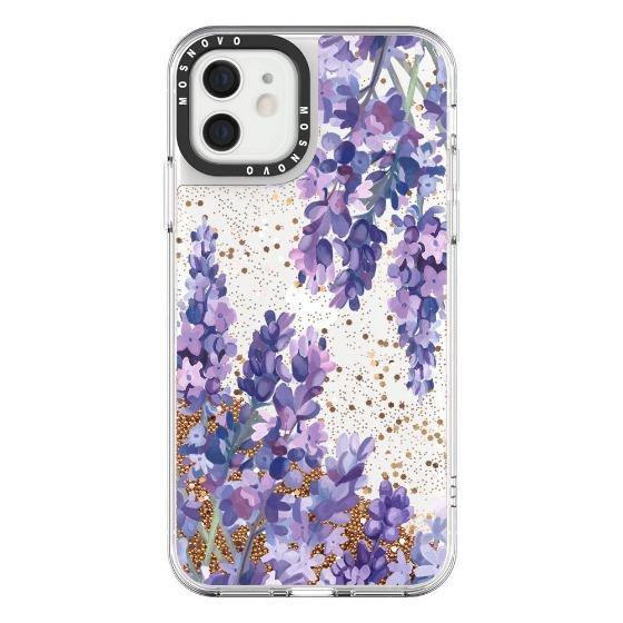 Lavender Floral flower Glitter Phone Case - iPhone 12 Mini Case - MOSNOVO