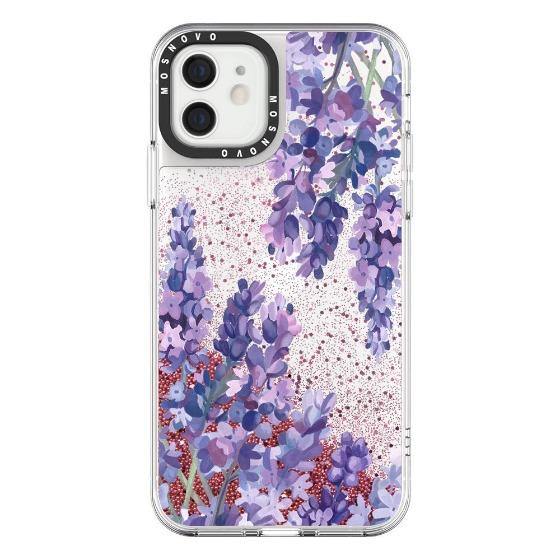 Lavender Floral flower Glitter Phone Case - iPhone 12 Mini Case - MOSNOVO
