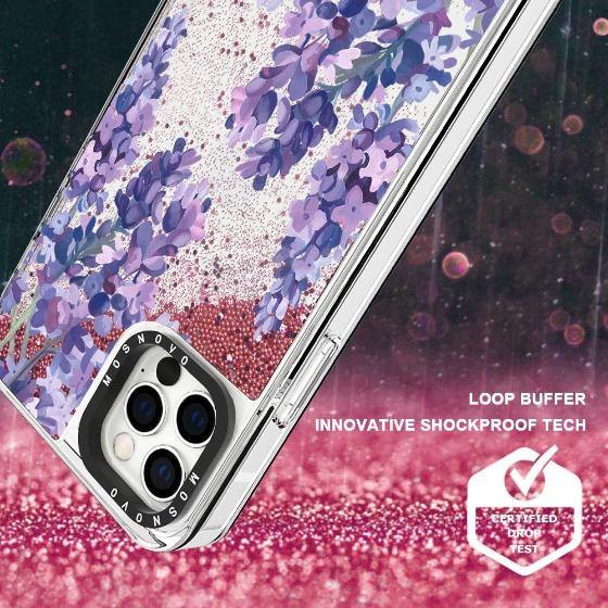 Lavender Floral flower Glitter Phone Case - iPhone 12 Pro Max Case - MOSNOVO