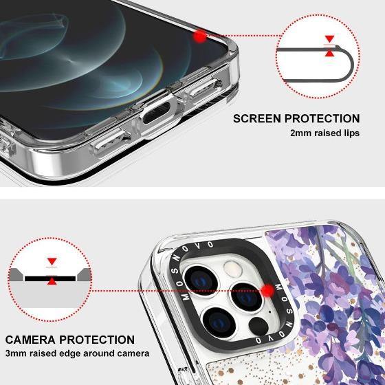 Lavender Floral flower Glitter Phone Case - iPhone 12 Pro Max Case - MOSNOVO