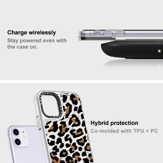 Leopard Print Glitter Phone Case - iPhone 11 Case - MOSNOVO