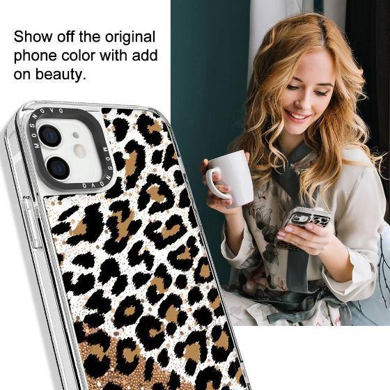 Leopard Print Glitter Phone Case - iPhone 12 Case - MOSNOVO