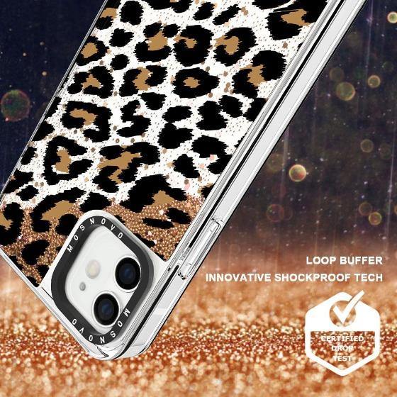 Leopard Print Glitter Phone Case - iPhone 12 Mini Case - MOSNOVO