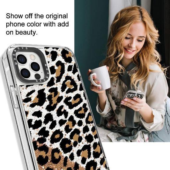 Leopard Print Glitter Phone Case - iPhone 12 Pro Case - MOSNOVO