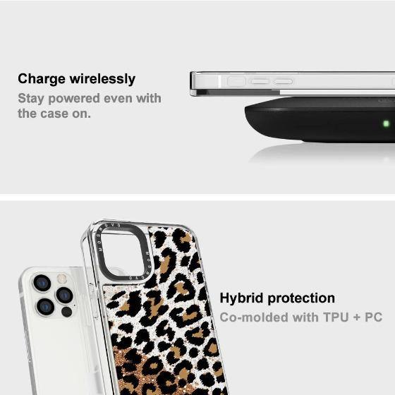 Leopard Print Glitter Phone Case - iPhone 12 Pro Max Case - MOSNOVO