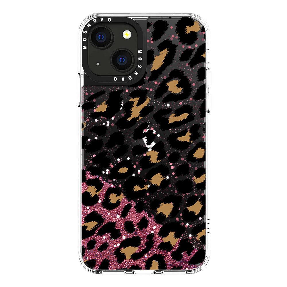 Leopard Print Glitter Phone Case - iPhone 13 Case - MOSNOVO