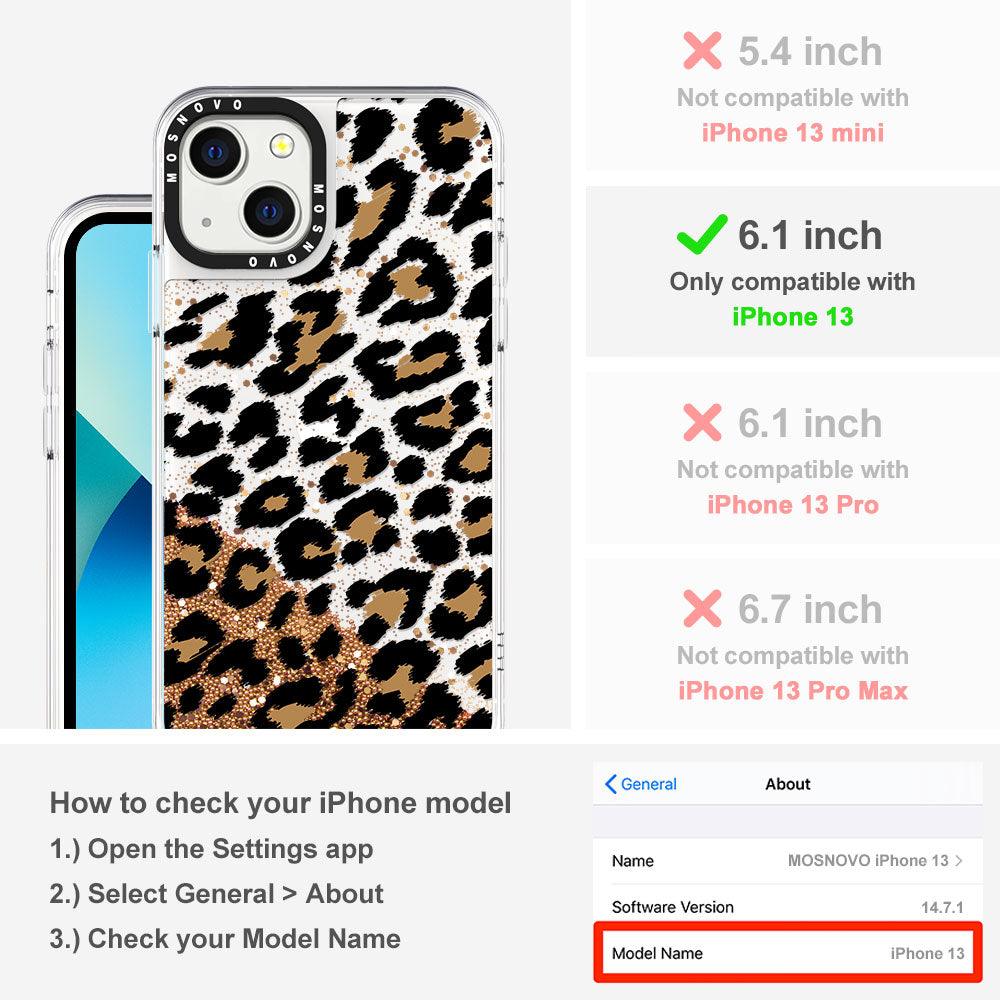 Leopard Print Glitter Phone Case - iPhone 13 Case - MOSNOVO