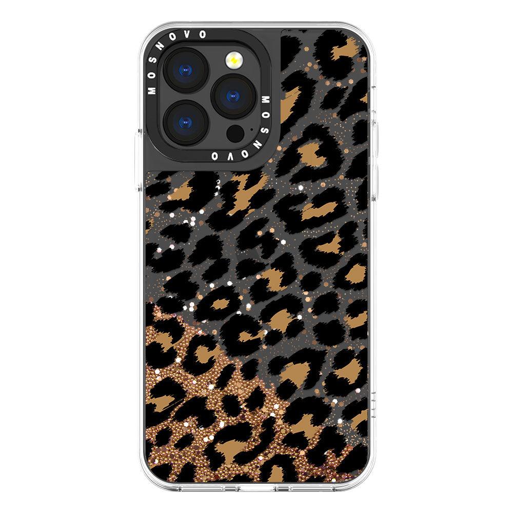 Leopard Print Glitter Phone Case - iPhone 13 Pro Case - MOSNOVO