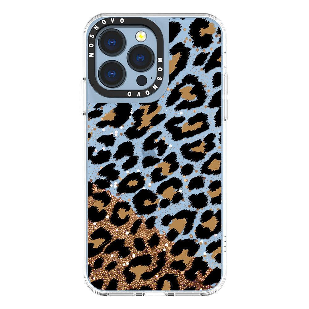 Leopard Print Glitter Phone Case - iPhone 13 Pro Case - MOSNOVO