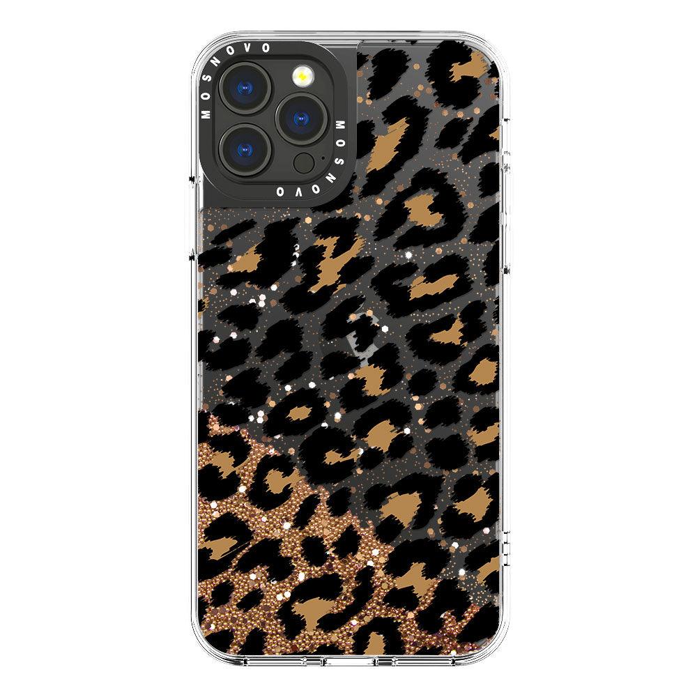 Leopard Print Glitter Phone Case - iPhone 13 Pro Max Case - MOSNOVO
