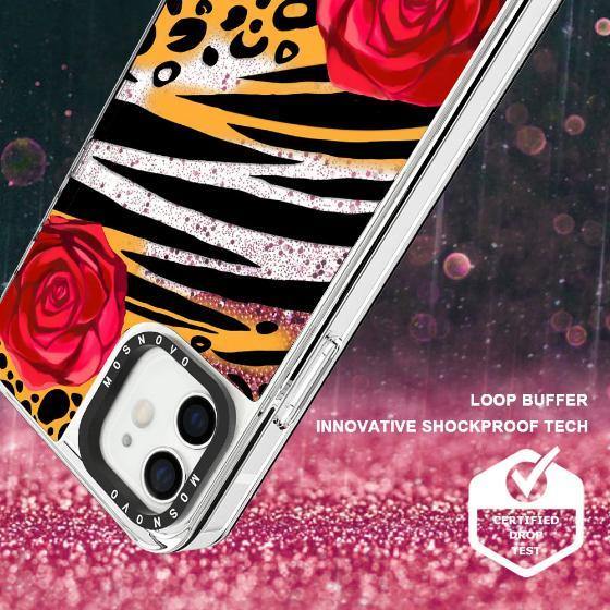 Leopard Rose Glitter Phone Case - iPhone 12 Case - MOSNOVO