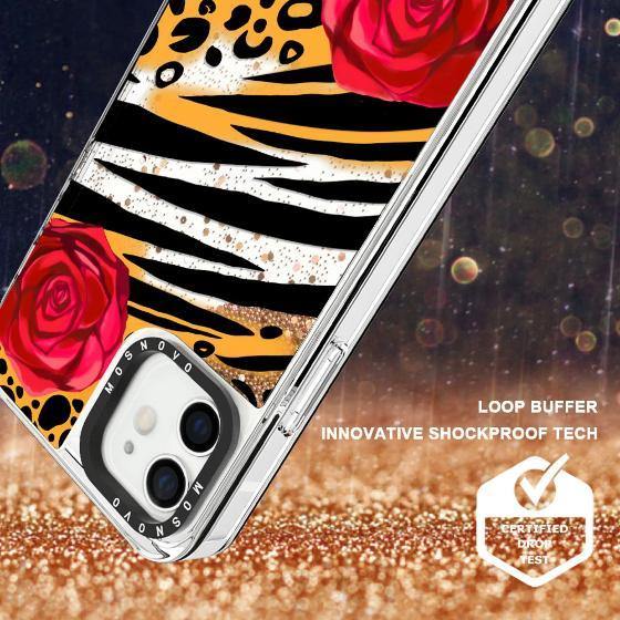 Leopard Rose Glitter Phone Case - iPhone 12 Case - MOSNOVO
