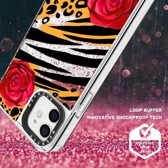 Leopard Rose Glitter Phone Case - iPhone 12 Mini Case - MOSNOVO