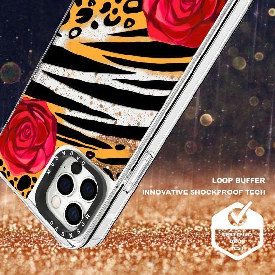 Leopard Rose Glitter Phone Case - iPhone 12 Pro Max Case - MOSNOVO