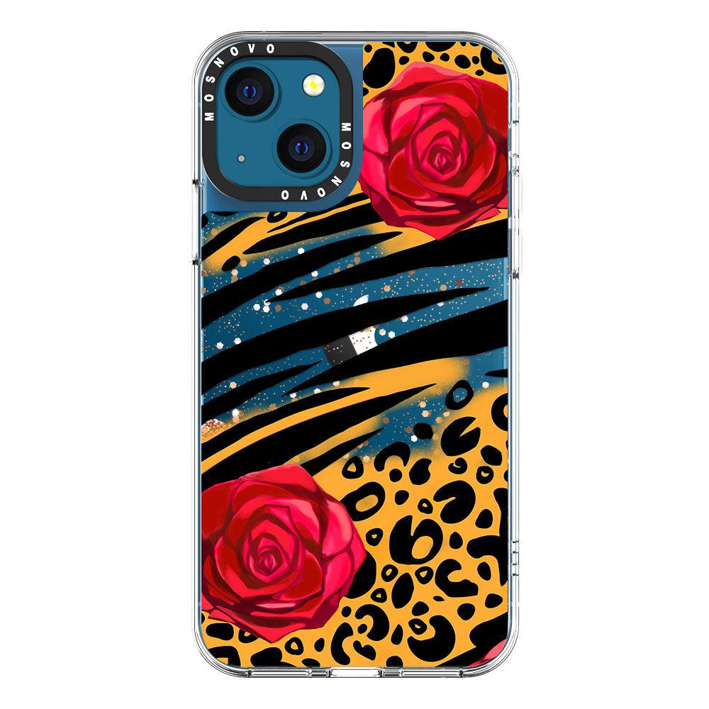 Leopard Rose Glitter Phone Case - iPhone 13 Case - MOSNOVO