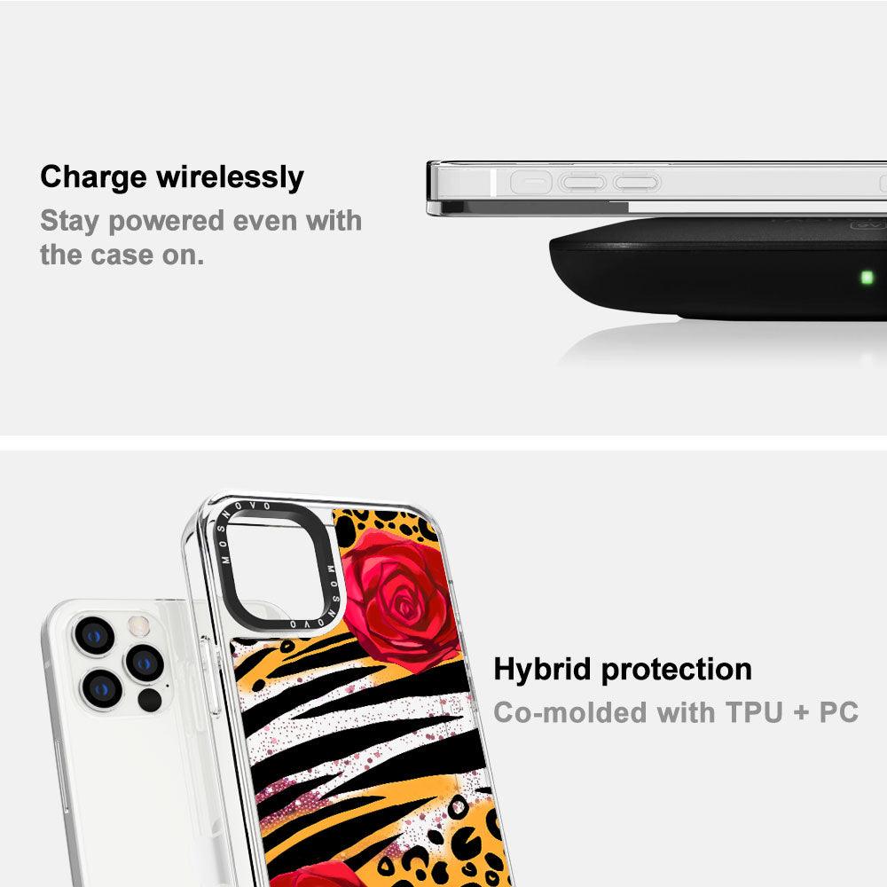 Leopard Rose Glitter Phone Case - iPhone 13 Pro Case - MOSNOVO