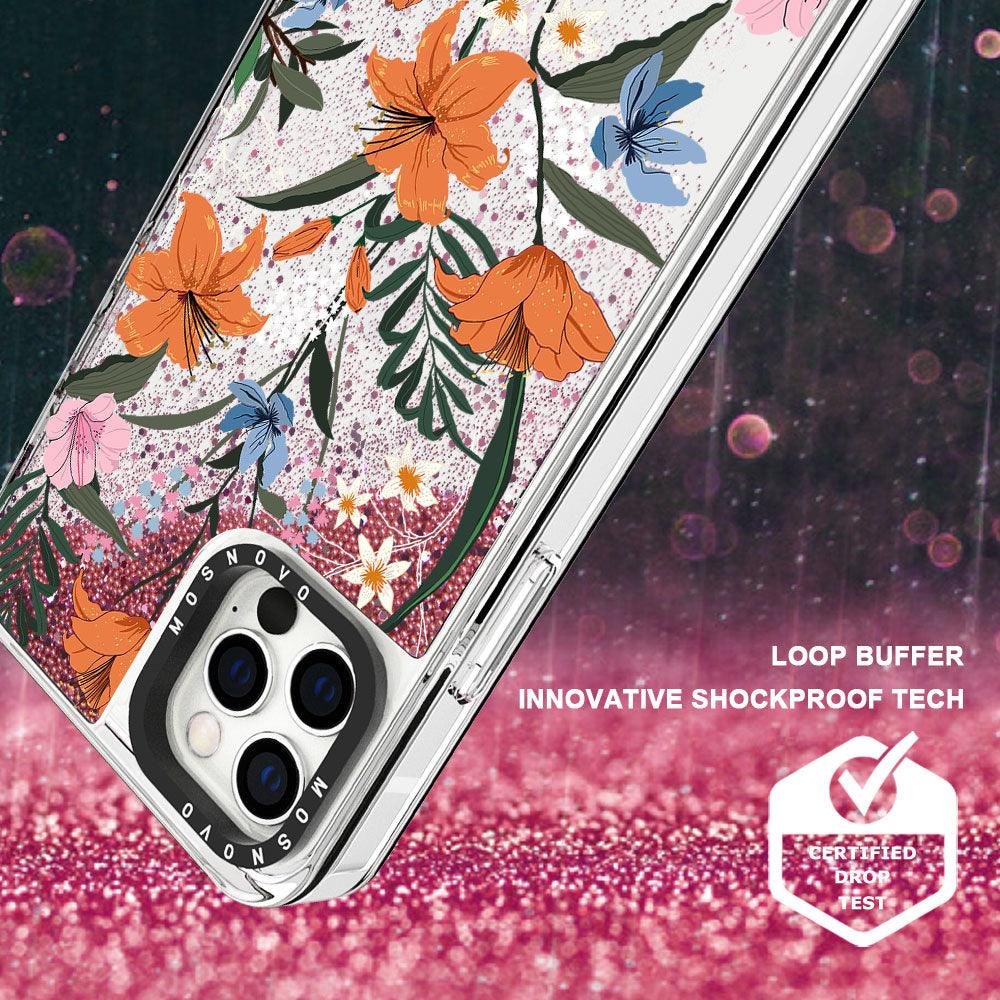 Lily Floral Flower Glitter Phone Case - iPhone 12 Pro Case - MOSNOVO