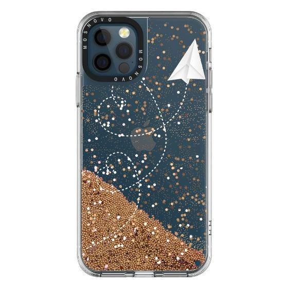 Little Cute Plane Glitter Phone Case - iPhone 12 Pro Case - MOSNOVO