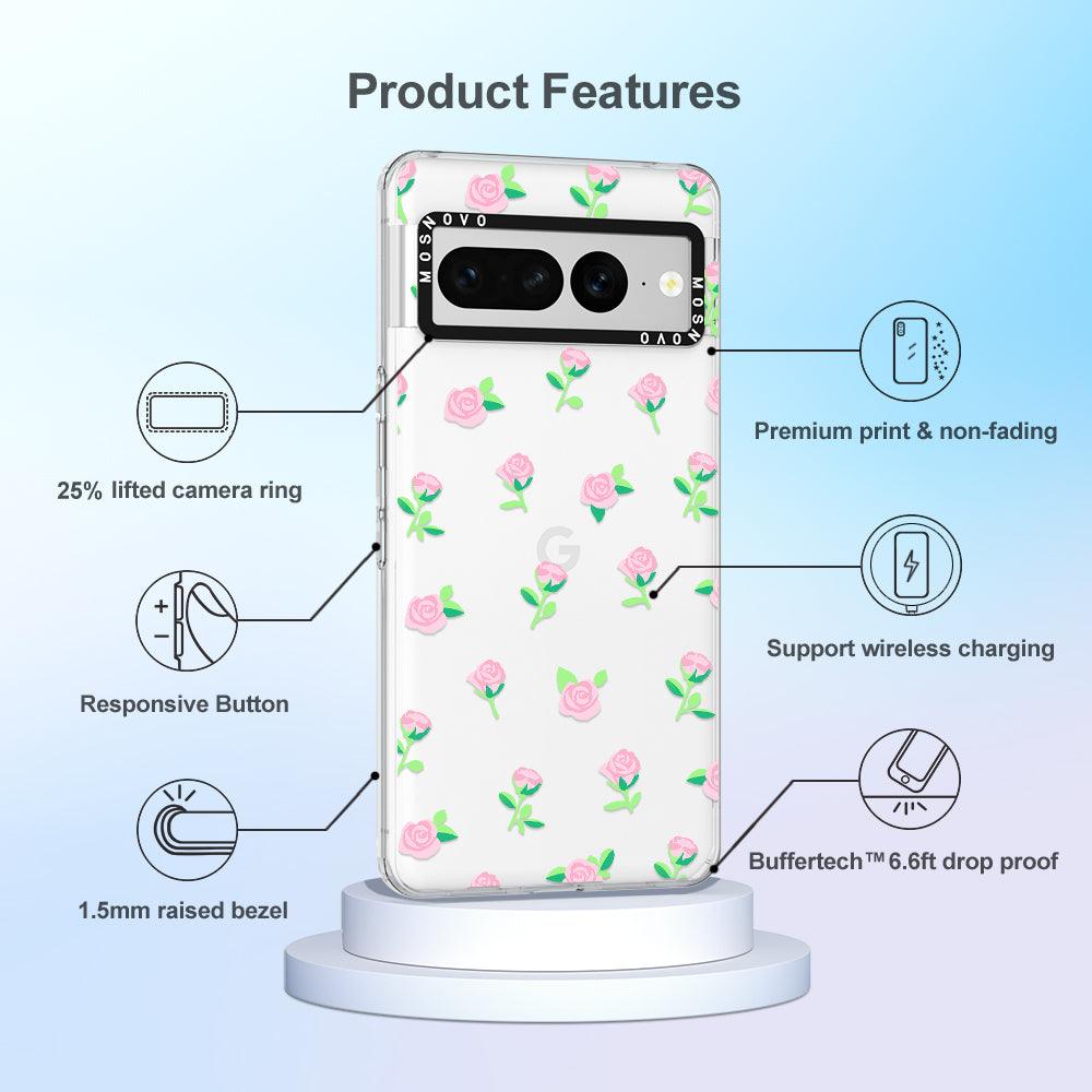 Little Pink Rose Phone Case - Google Pixel 7 Pro Case - MOSNOVO