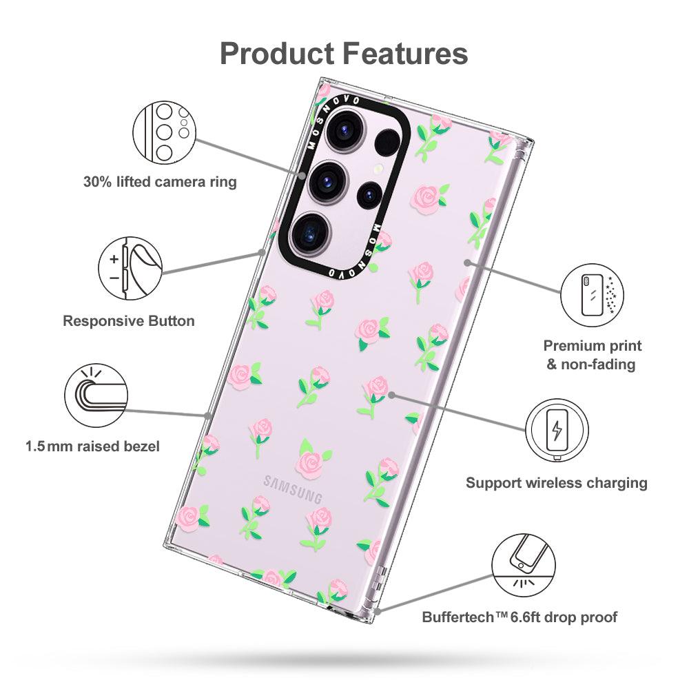 Little Pink Rose Phone Case - Samsung Galaxy S23 Ultra Case - MOSNOVO
