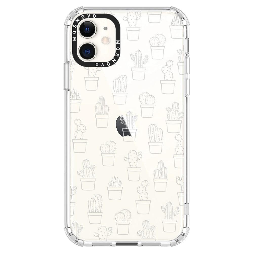 White Potted Cactus Phone Case - iPhone 11 Case - MOSNOVO