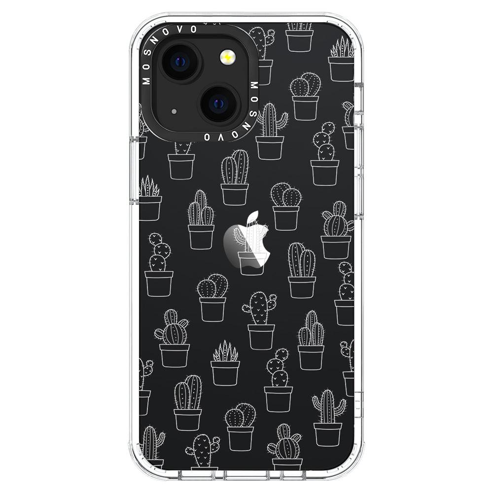 White Potted Cactus Phone Case - iPhone 13 Mini Case - MOSNOVO