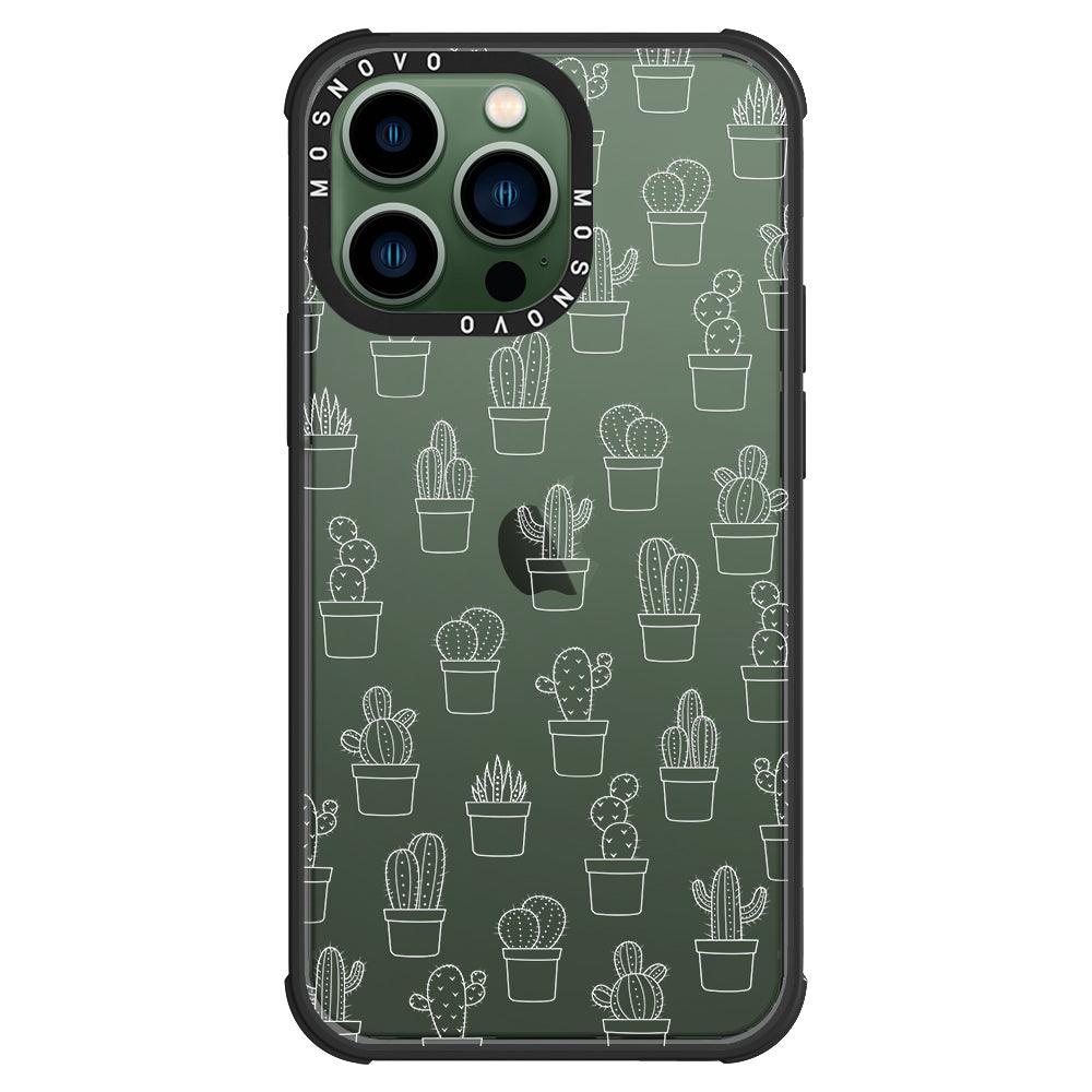 White Potted Cactus Phone Case - iPhone 13 Pro Case - MOSNOVO