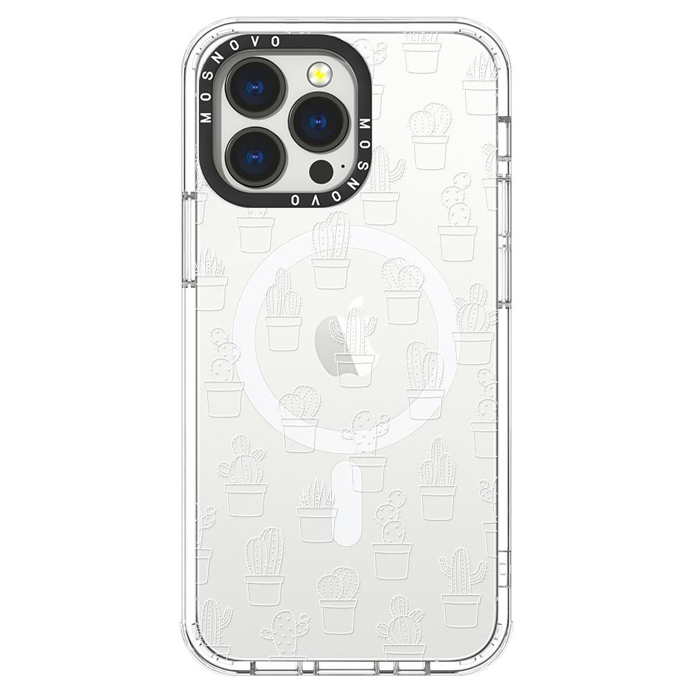 White Potted Cactus Phone Case - iPhone 13 Pro Case - MOSNOVO
