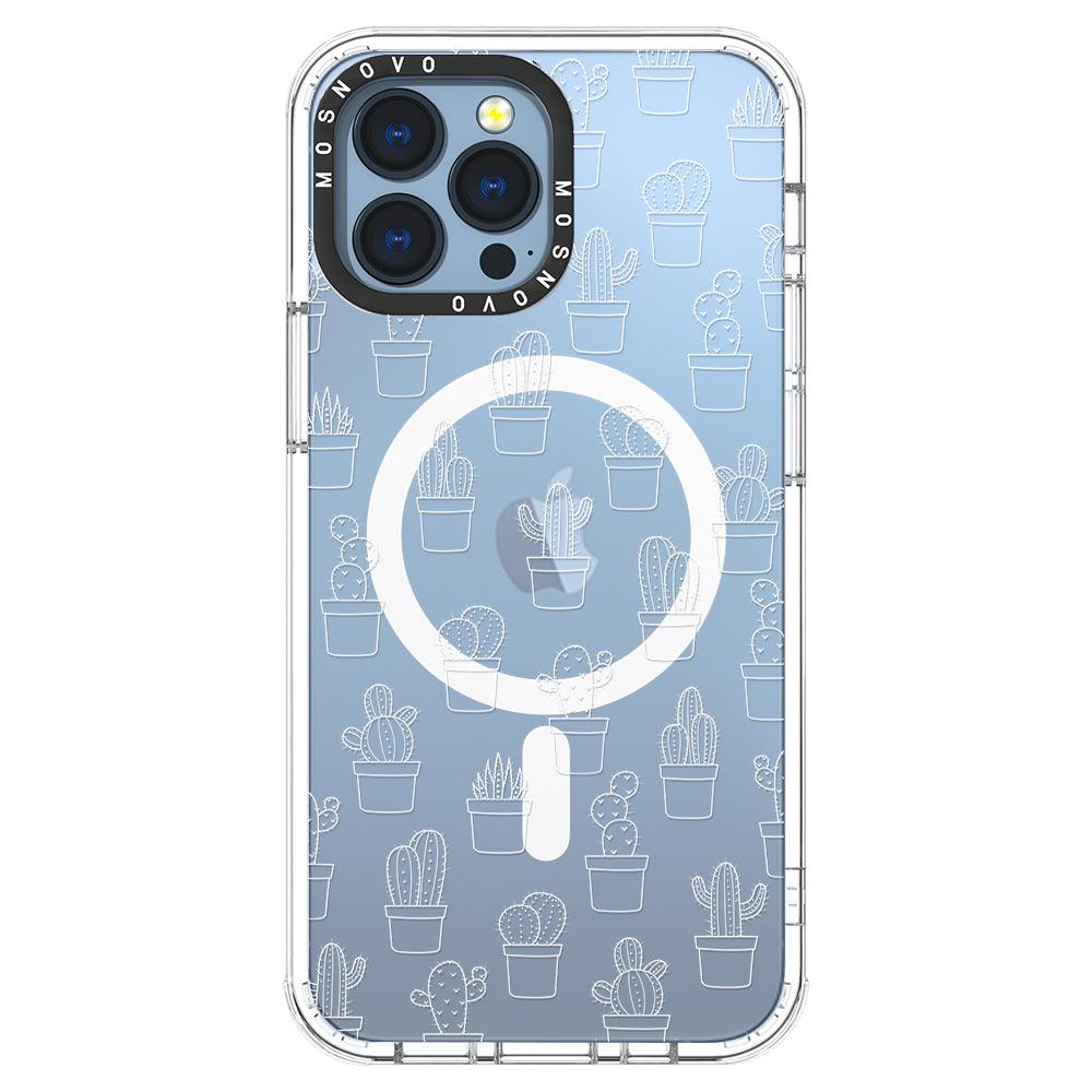 White Potted Cactus Phone Case - iPhone 13 Pro Max Case - MOSNOVO