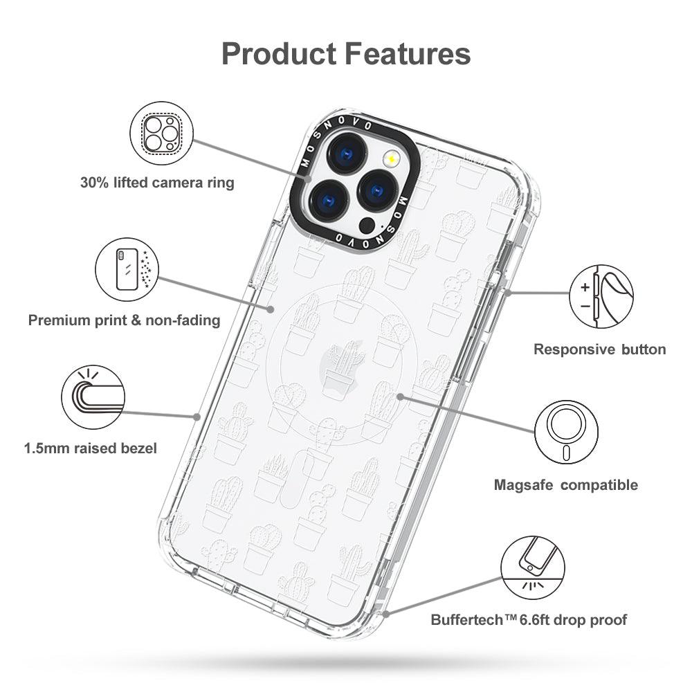 White Potted Cactus Phone Case - iPhone 13 Pro Max Case - MOSNOVO