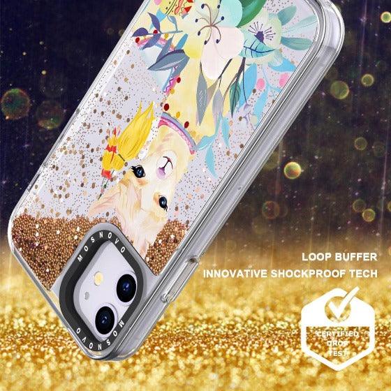 Llama Floral Glitter Phone Case - iPhone 11 Case - MOSNOVO