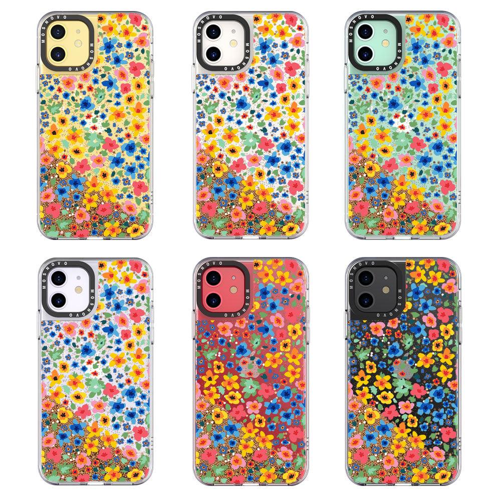 Lovely Floral Flower Glitter Phone Case - iPhone 11 Case - MOSNOVO