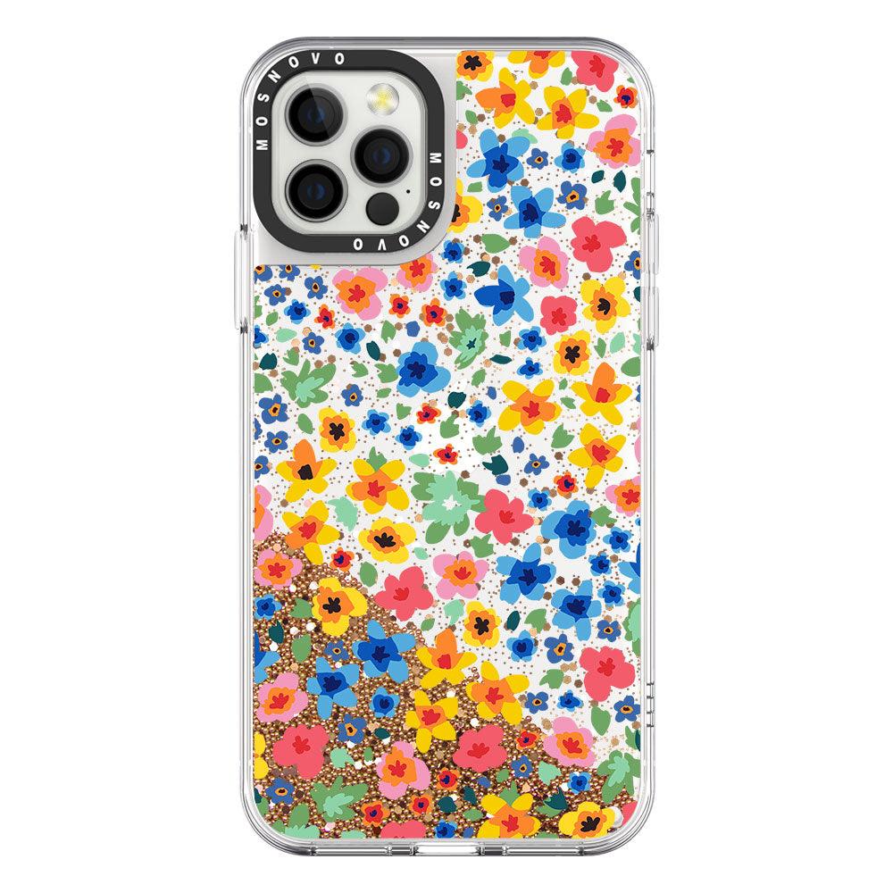 Lovely Floral Flower Glitter Phone Case - iPhone 12 Pro Max Case - MOSNOVO