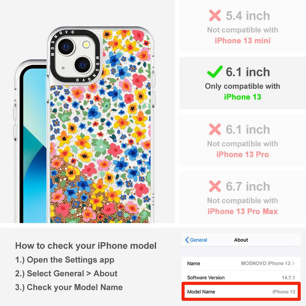 Lovely Floral Flower Glitter Phone Case - iPhone 13 Case - MOSNOVO