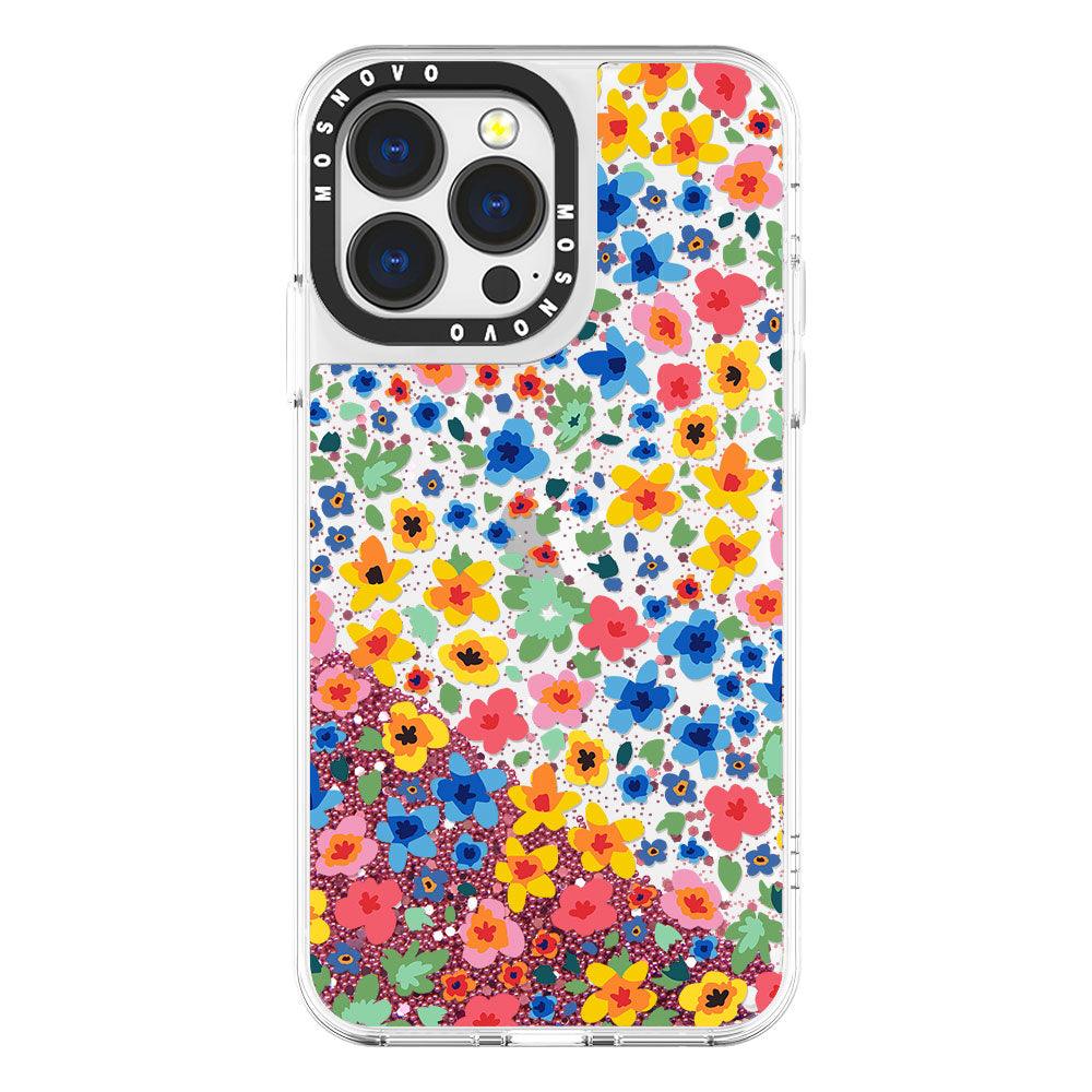 Lovely Floral Flower Glitter Phone Case - iPhone 13 Pro Case - MOSNOVO