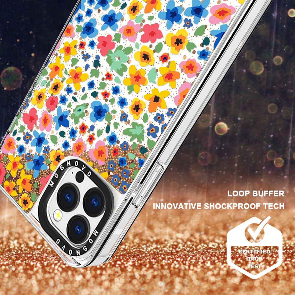 Lovely Floral Flower Glitter Phone Case - iPhone 13 Pro Case - MOSNOVO