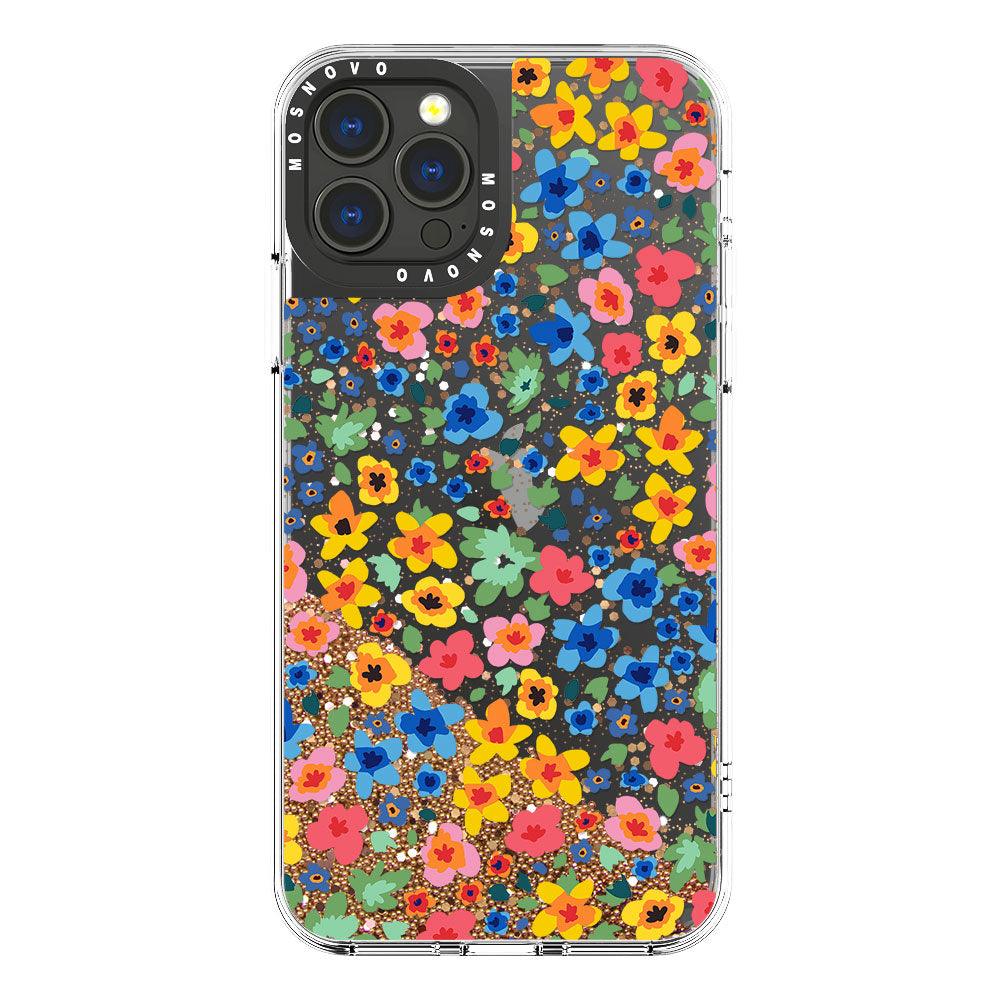 Lovely Floral Flower Glitter Phone Case - iPhone 13 Pro Max Case - MOSNOVO