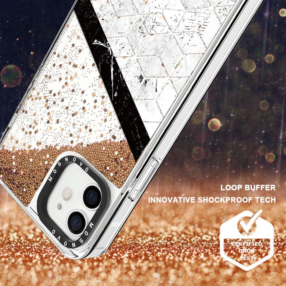 Marble Black Glitter Phone Case - iPhone 12 Case - MOSNOVO