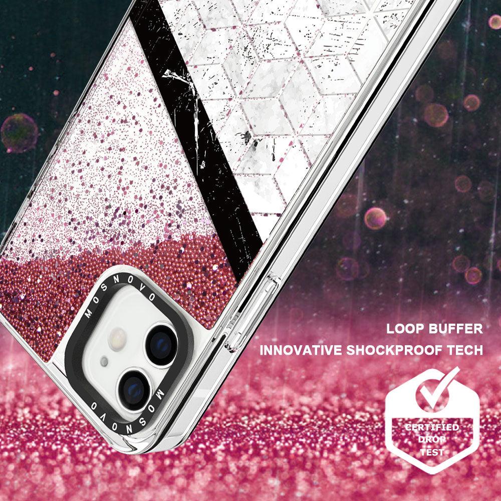 Marble Black Glitter Phone Case - iPhone 12 Mini Case - MOSNOVO