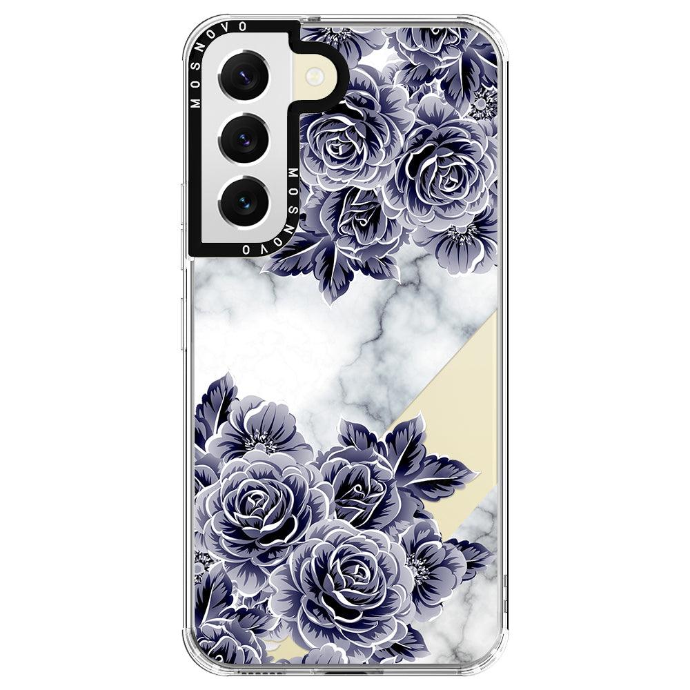 Marble with Purple Flowers Phone Case - Samsung Galaxy S22 Plus Case - MOSNOVO