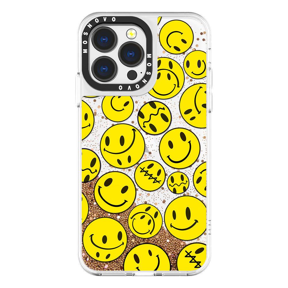 Melted Yellow Smiles Face Glitter Phone Case - iPhone 13 Pro Case - MOSNOVO