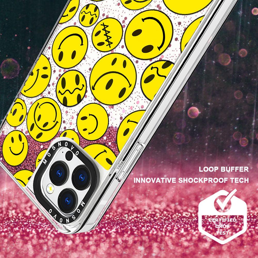 Melted Yellow Smiles Face Glitter Phone Case - iPhone 13 Pro Max Case - MOSNOVO