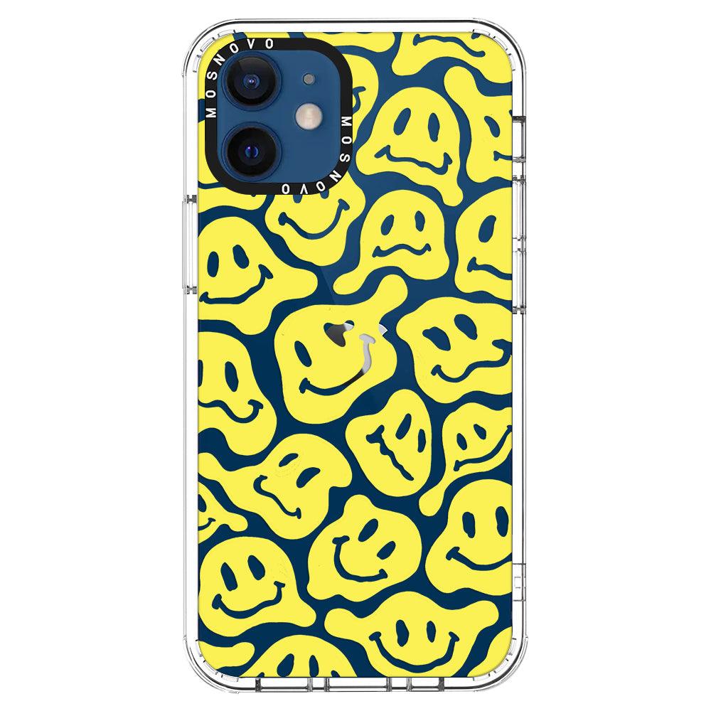 Melted Yellow Smiles Face Phone Case - iPhone 12 Case - MOSNOVO