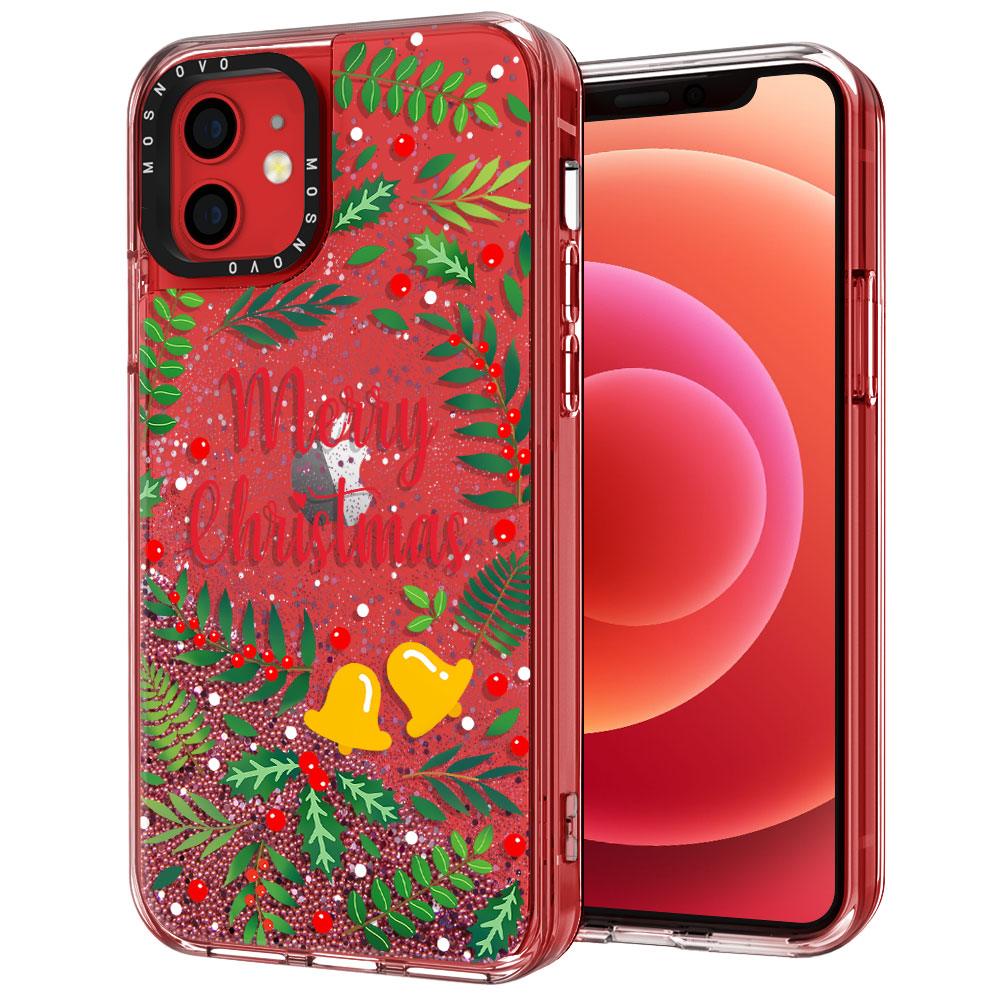 Merry Christmas Glitter Phone Case - iPhone 12 Mini Case - MOSNOVO