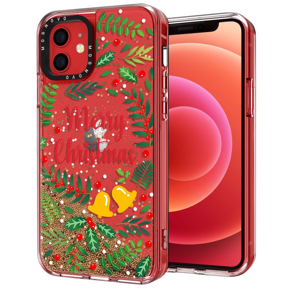 Merry Christmas Glitter Phone Case - iPhone 12 Mini Case - MOSNOVO